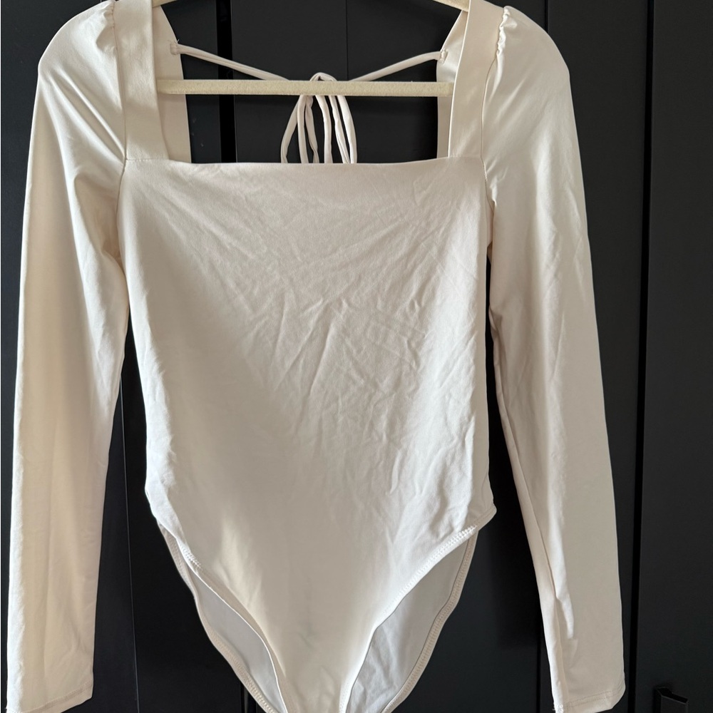Cream TopShop Long Sleeve Bodysuit